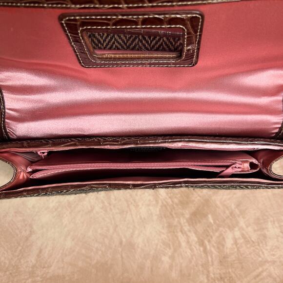 Liz Claiborne Accessories Mini Handbag Purse Chevron Stripe Tweed Indie Mobwife - Picture 7 of 9